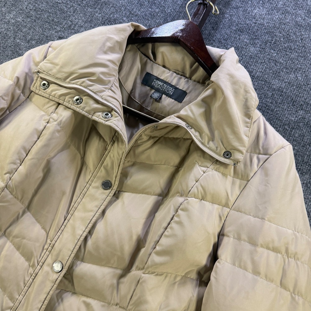 Beige  Down Puffer Jacket Coat Large Kenneth Cole Reaction Womens Quilted